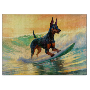 Dobermann Strand Surfing Schilderij Snijplank