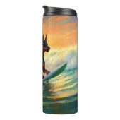 Dobermann Strand Surfing Schilderij Thermosbeker (Geroteerd rechts)