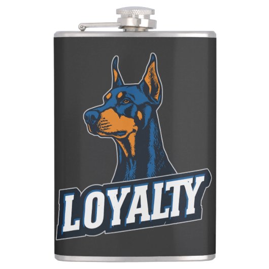 Dobermann – Symbol der Loyalität | LOYALTY Heupfles (Voorkant)