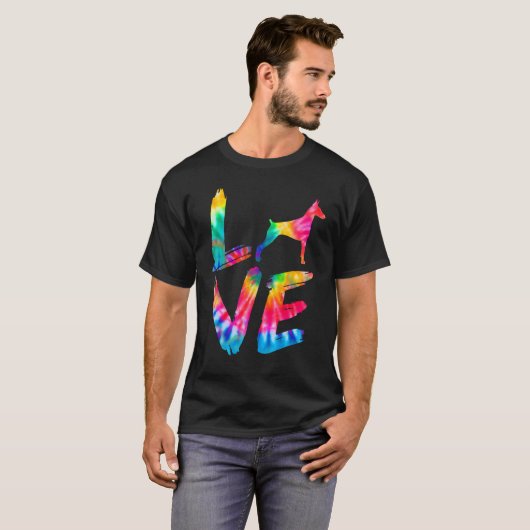 Dobermann Tie Dye Love Dog Mom Dad T-shirt (Voorkant volledig)