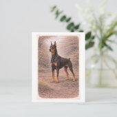 Dobermann van vintage-stijl briefkaart (Staand voorkant)