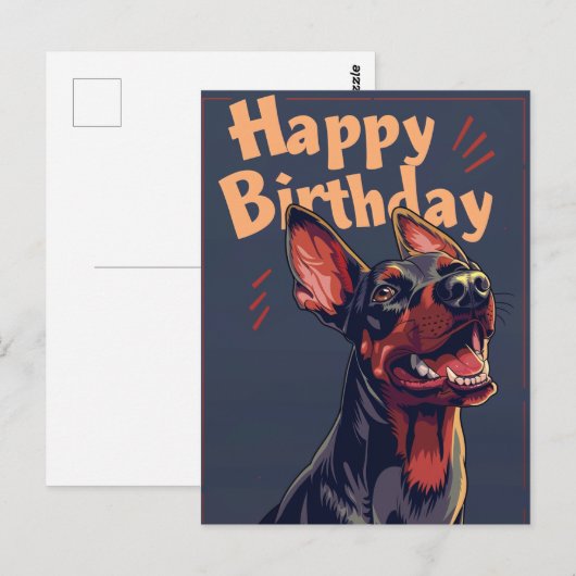 Dobermann Verjaardag Briefkaart (Voorkant / Achterkant)