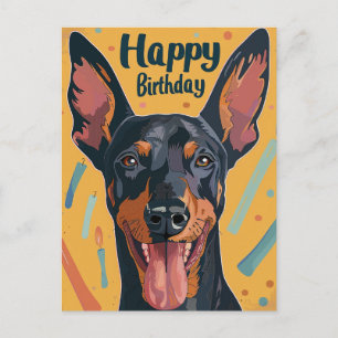 Dobermann Verjaardag  Briefkaart