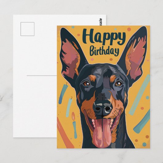 Dobermann Verjaardag Briefkaart (Voorkant / Achterkant)
