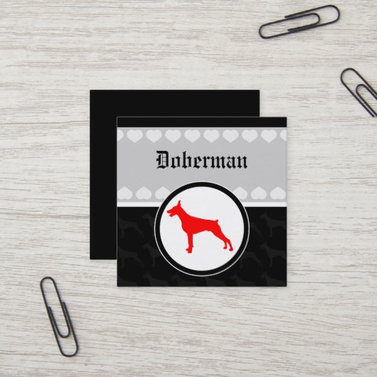 Dobermann vierkant vierkante visitekaartje (Voorkant / Achterkant in situ)