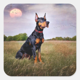 Dobermann Vierkante Sticker