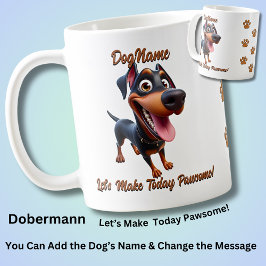 Dobermann, voeg de naam van de hond toe, verander  koffiemok