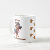 Dobermann, voeg de naam van de hond toe, verander koffiemok (Voorkant links)