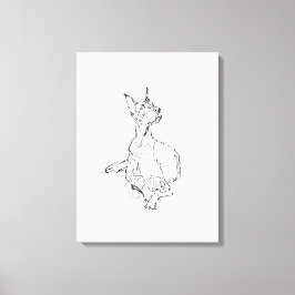 Dobermann Wandkunst – Minimalistische hondenlijnte Canvas Afdruk