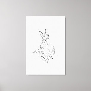 Dobermann Wandkunst – Minimalistische hondenlijnte Canvas Afdruk
