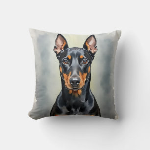 Dobermann Watercolor Gradiënt Fade Kunst Kussen