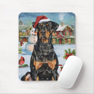Dobermann Winter Wonderland Kerstvreugde Muismat