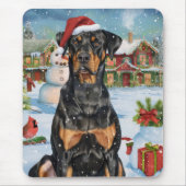 Dobermann Winter Wonderland Kerstvreugde Muismat (Voorkant)