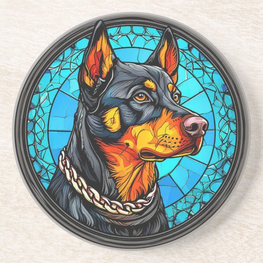 Dobermann Zandsteen Onderzetter (Voorkant)