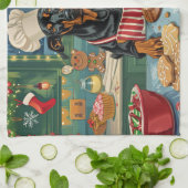 Dobermannkerstbakfestiviteiten Theedoek (Gevouwen)