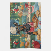 Dobermannkerstbakfestiviteiten Theedoek (Verticaal)