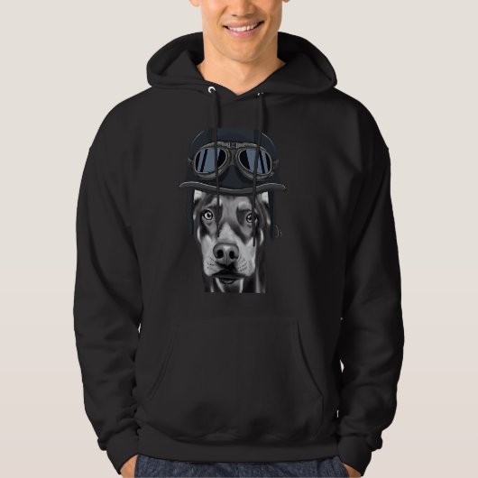 Dobermannpincher met vintage motorhelm hoodie (Voorkant)