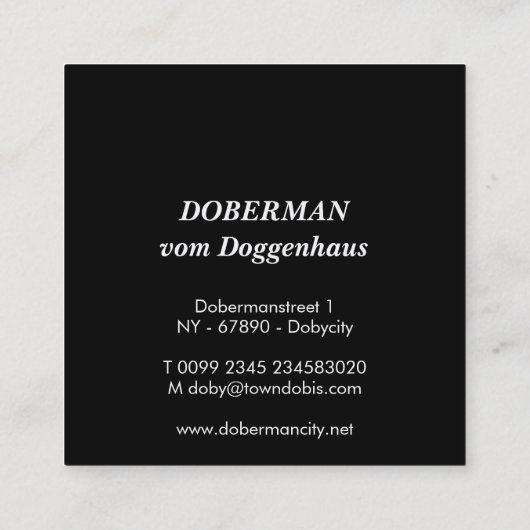Dobermanplein Vierkante Visitekaartje (Achterkant)