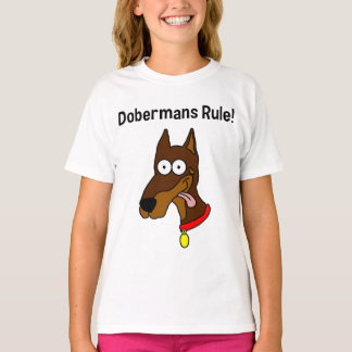 "Dobermans Rule!" Red Doberman Girls Ringer T T-shirt