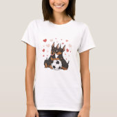 Dobermans with soccer ball for Valentine's Day T-shirt (Voorkant)