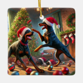 Dobie Christmas fun Keramisch Ornament