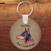 Dobies zijn knuffelbeestjes Dobermann Pinscher Sleutelhanger (Achterkant)