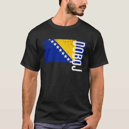 Doboj Bosnische Vlag voor Bosnische Mannen Vrouwen T-shirt (Voorkant)