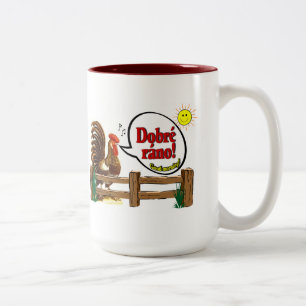 Dobré ráno Goedemorgen in het Tsjechisch! Tweekleurige Koffiemok