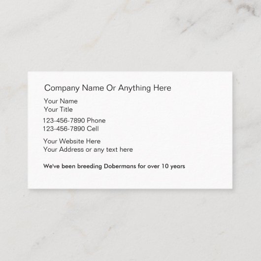 Dobrman Breeder Visitekaartjes (Achterkant)