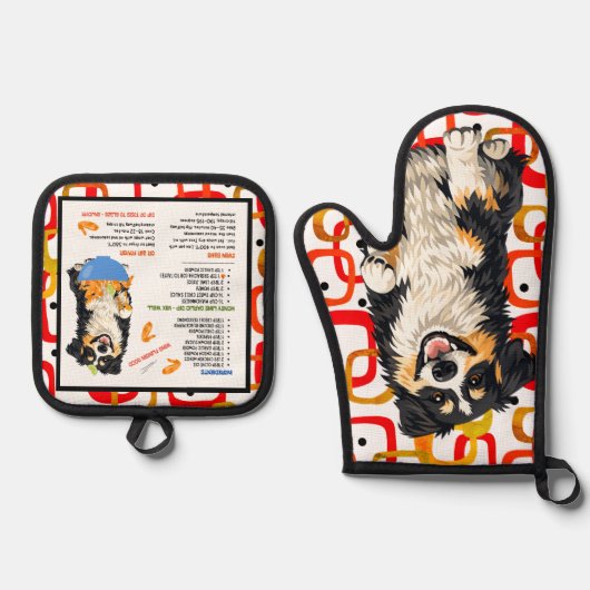 DOBRO Aussie Australische Herdershond Ovenwant & Pannenlap Set (Voorkant)
