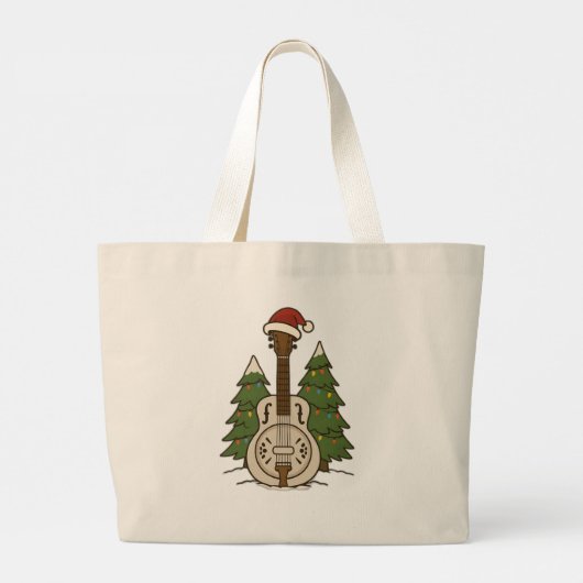 Dobro Christmas – Festive Guitar Holiday Design Grote Tote Bag (Achterkant)