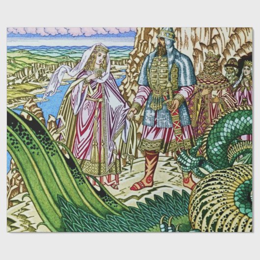 “Dobrynya Nikitich redt Zabava” door Ivan Bilibin Cadeaupapier (Vlak)