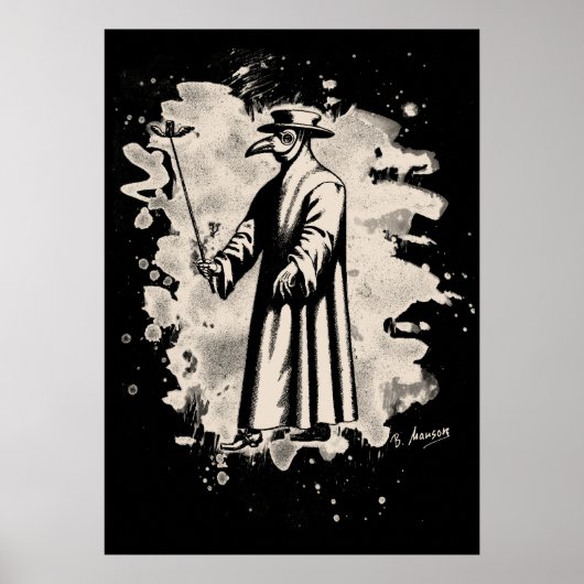Doc beak - Plague doctor – bleached white Poster (Voorkant)