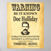 Doc Holliday Dentist Notice Old West Poster (Voorkant)