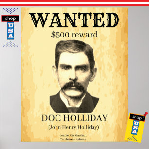 Doc Holliday Gezocht Oude West  Wetgeving Poster
