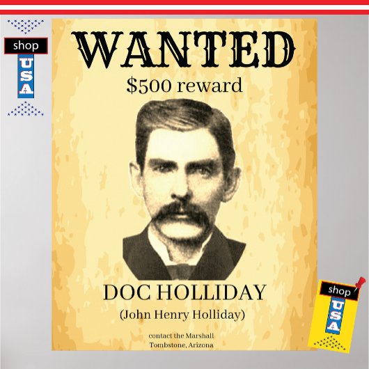 Doc Holliday Gezocht Oude West Wetgeving Poster