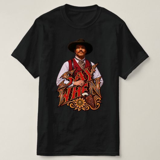 Doc Holliday Oude Westerse Pistoolhelders Westerse T-shirt (Design voorkant)