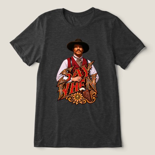Doc Holliday Oude Westerse Pistoolhelders Westerse Tri-Blend Shirt (Design voorkant)