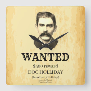 Doc Holliday 💰  outlaw wilde Poster Vierkante Klok