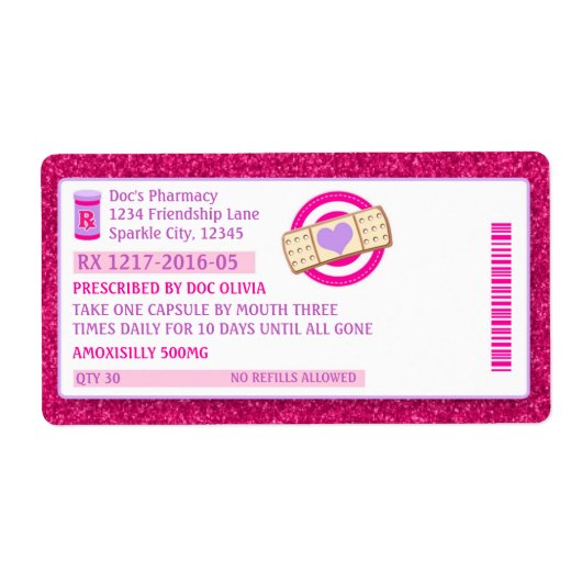 Doc Voorschrift Flesetiketten Sparkle Etiket (Voorkant)