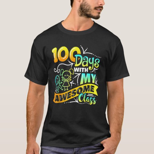 Docent 100e dag van de school met Geweldige klas T-shirt (Voorkant)