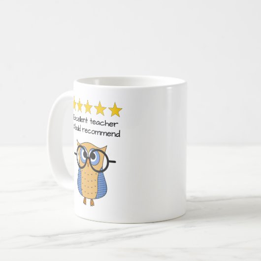 Docent aangepaste tekst academische uil koffiemok (Voorkant links)