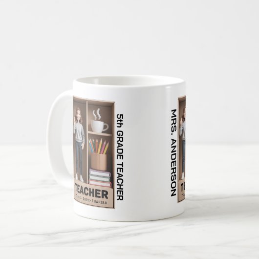 Docent actiefiguur AI Boxed Doll Style 3D Koffiemok (Voorkant links)