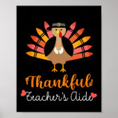 Docent Aide Thanksgiving Herfst Schattige Turkije  Poster (Voorkant)