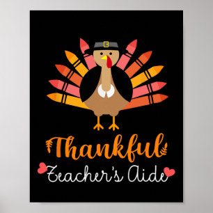 Docent Aide Thanksgiving Herfst Schattige Turkije  Poster
