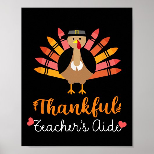 Docent Aide Thanksgiving Herfst Schattige Turkije  Poster (Voorkant)