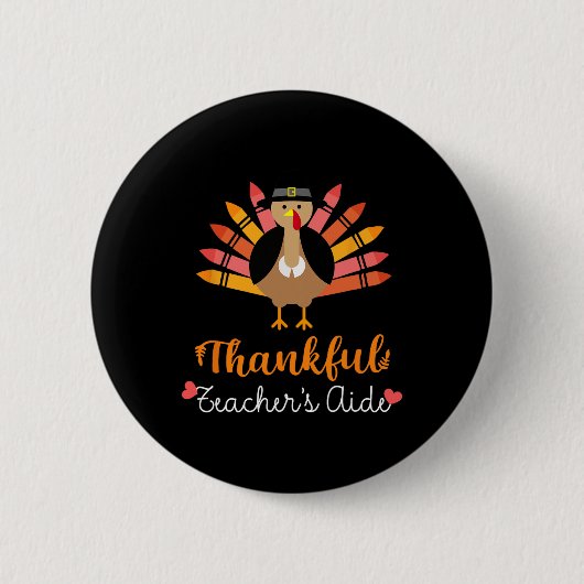 Docent Aide Thanksgiving Herfst Schattige Turkije  Ronde Button 5,7 Cm (Voorkant)