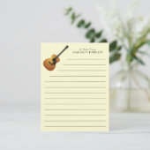 Docent akoestische gitaar muziek bedankkaart (Staand voorkant)