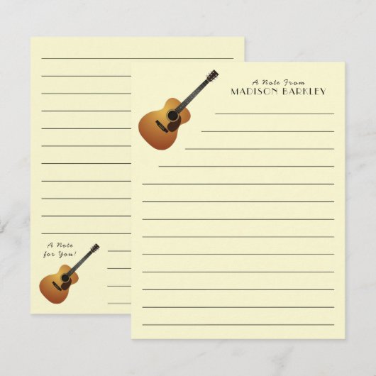 Docent akoestische gitaar muziek bedankkaart (Voorkant / Achterkant)