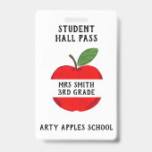 Docent Apple Hall Pass of badkamerpas Badge (Achterkant)